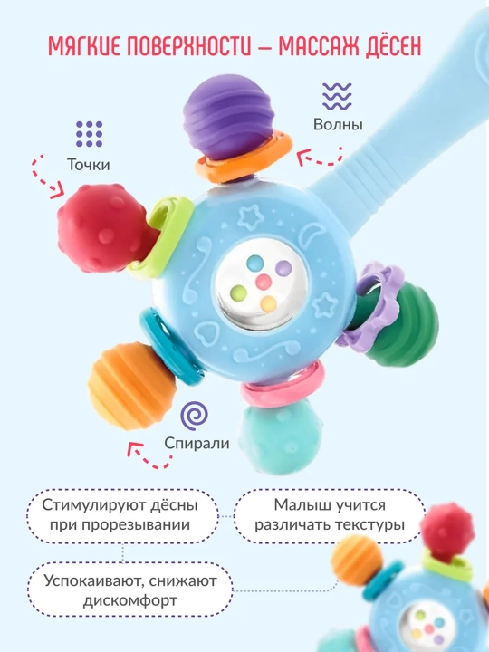 Прорезыватель для зубов, погремушка грызунок зубов новорожденных малышей