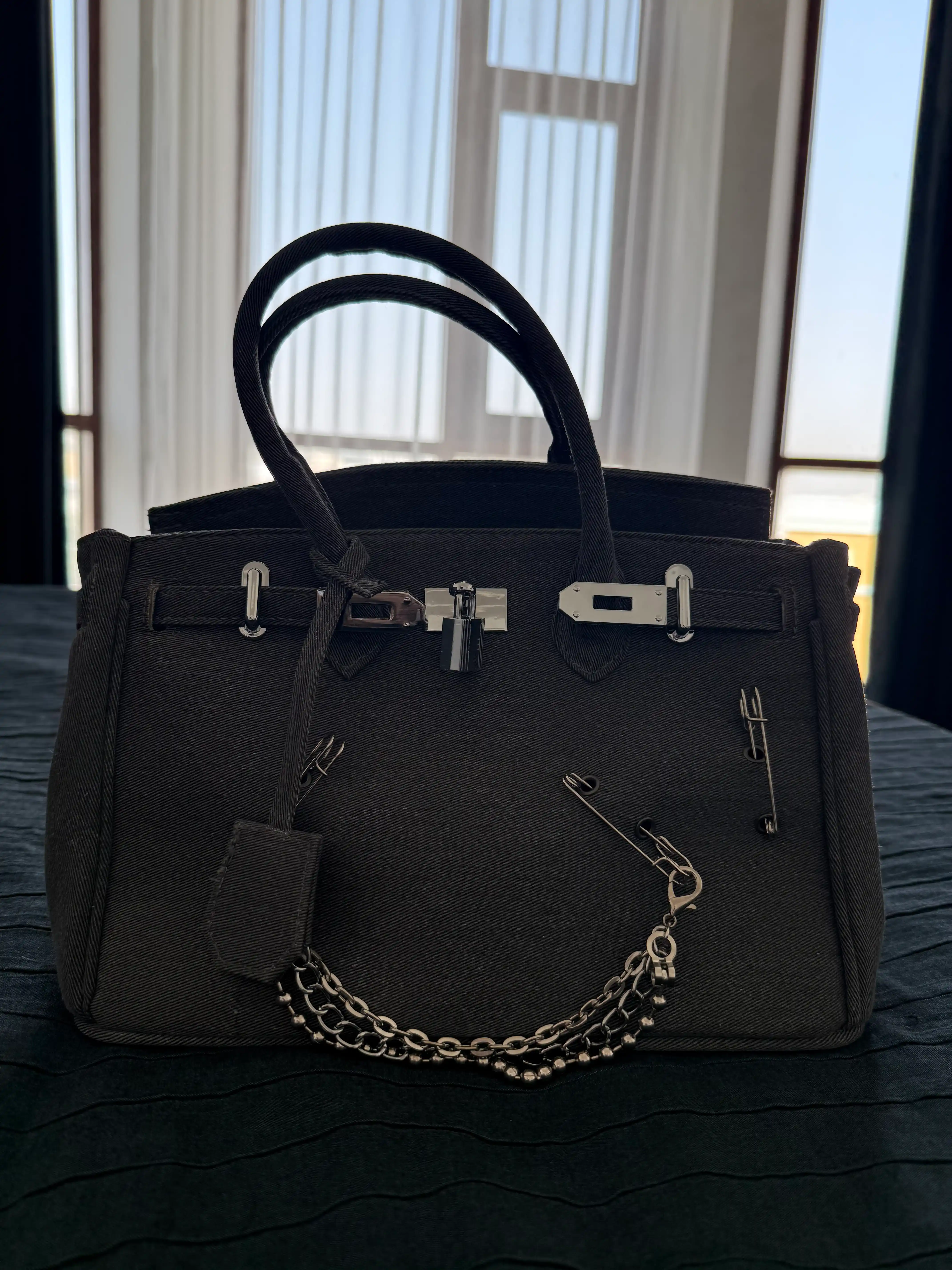 Ayollar uchun Hermes Birkin uslubidagi jinsi sumka, qulfli, yelka orqali, cross-bodi