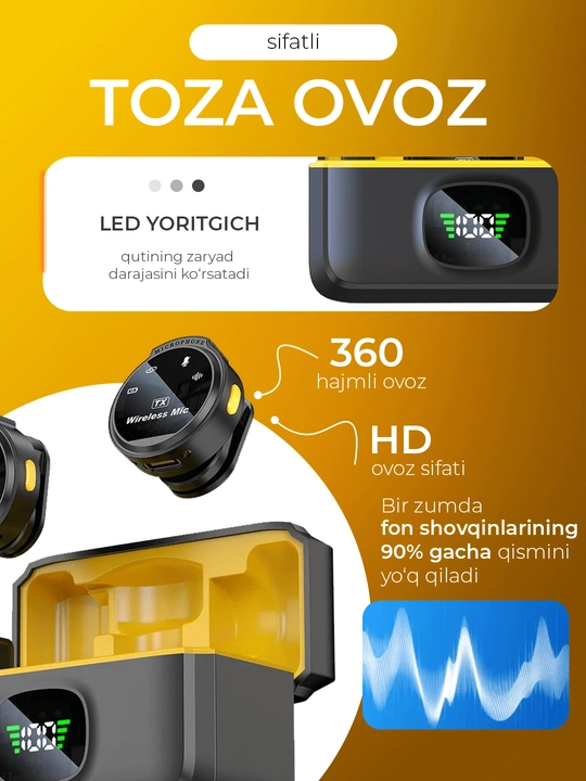 Simsiz petlichka mikrofon telefon uchun Type-C / Lightning, kontent va intervyu uchun