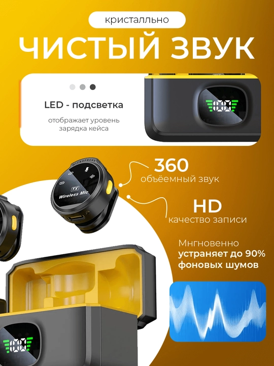 Simsiz petlichka mikrofon telefon uchun Type-C / Lightning, kontent va intervyu uchun