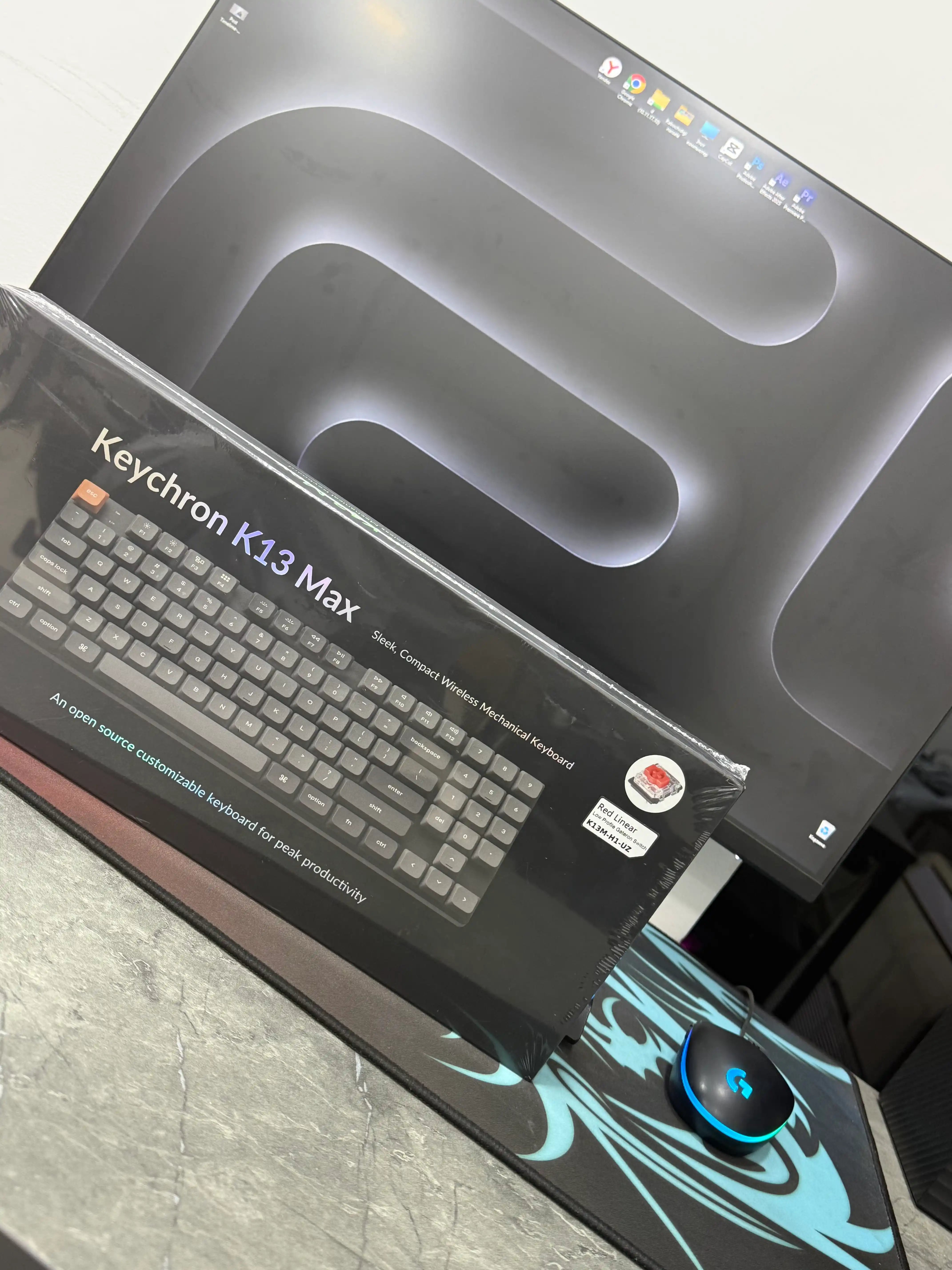 Keychron K13 Max o‘yin mexanik klaviaturasi, 90Key, K pro Red, Hot-swap, qora, K13M-H1