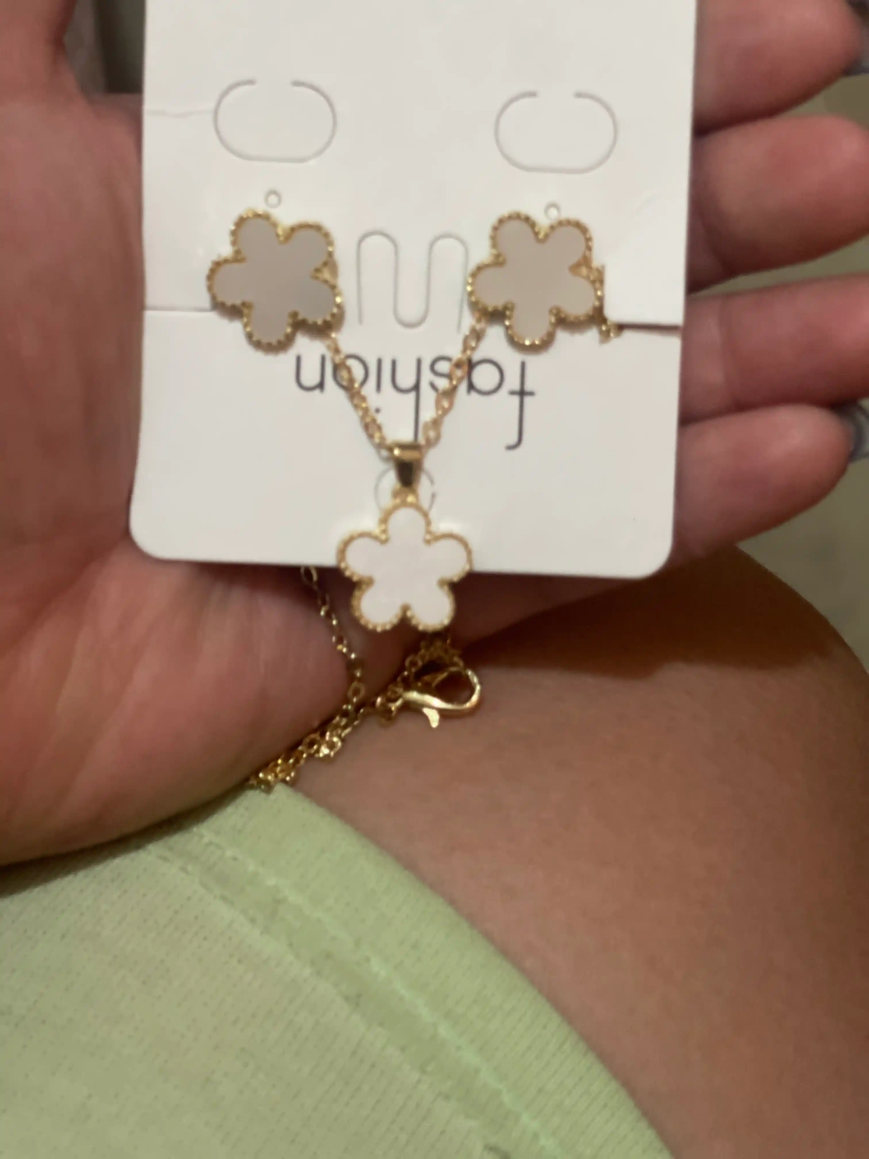 Комплект украшений для девушек, Van Cleef, цепочка и серьги, золотой клевер, набор