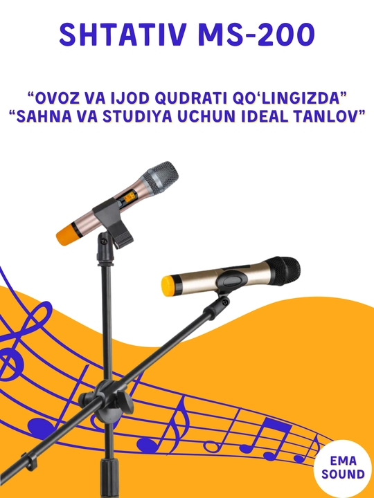 Mikrofon ustuni, simli va masofaviy mikrofonlar uchun mos keladigan ikki qavatli