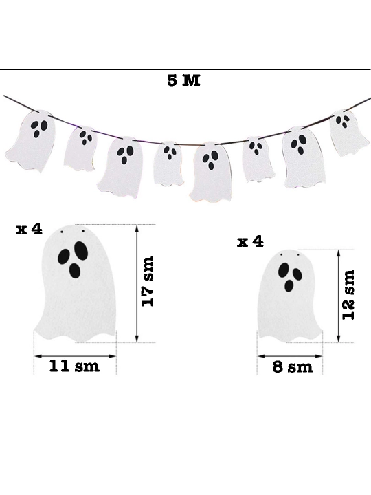 Гирлянда привидения с блестками на Хэллоуин