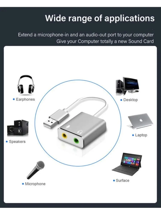 Tashqi ovoz kartasi USB 2.0 HIFI Magic Voice 7.1ch