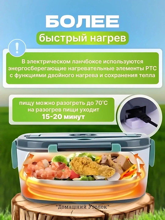 Электрический ланч-бокс с подогревом 3-в-1 (220V / 24V / 12V), 1,5 л + 0,45 л