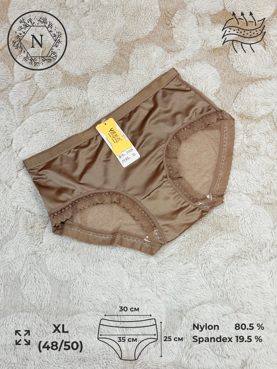 Женские трусы с атласным эффектом и кружевом (XL, 48) #3782