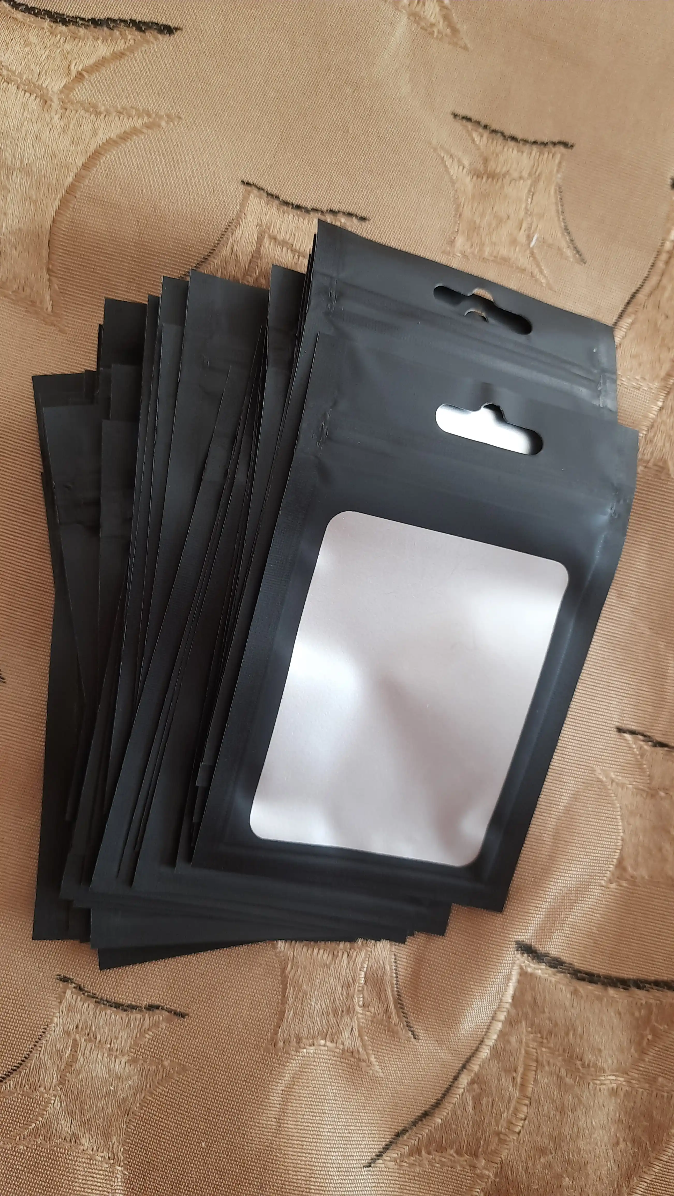 Zip-lock qopqog‘i va darchasi bo‘lgan metall qoplama, 20 dona, 10,5*15 sm, qora