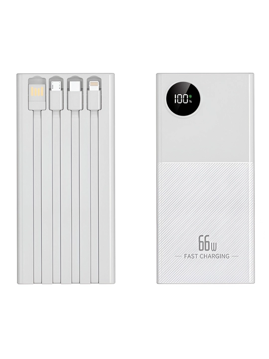 Power Bank 20000mA 66-22.5W tezkor quvvat bilan tashqi akkumulyatori, +4 kabel bilan