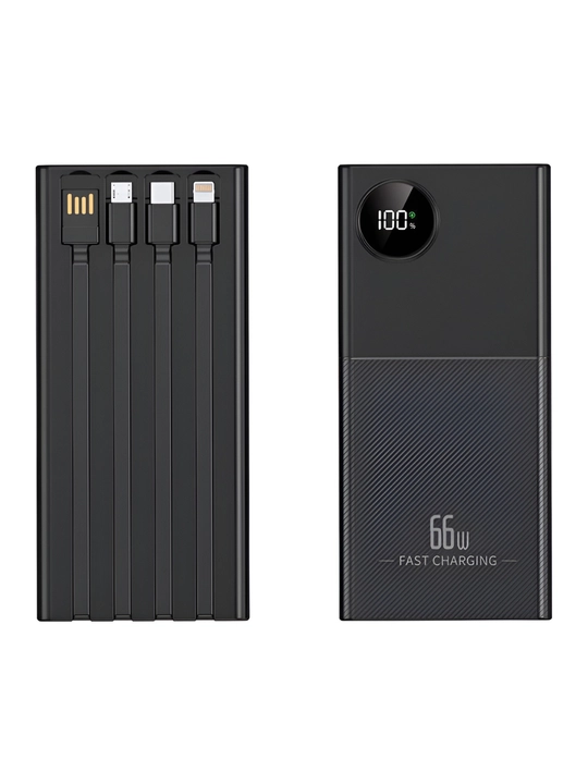Power Bank 20000mA 66-22.5W tezkor quvvat bilan tashqi akkumulyatori, +4 kabel bilan