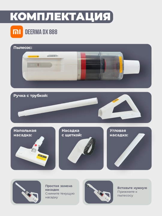 Ручной пылесос Xiaomi Deerma DX 888, для дома, офиса, проводной, вертикальный пылесос