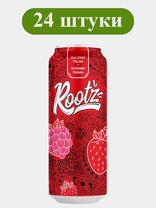 ROOTZ КЛУБНИКА-МАЛИНА 0,45 л, 24 штуки - 