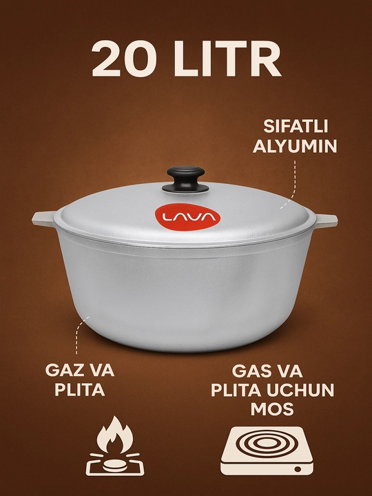 Qozon alyumin, 20 litr - 