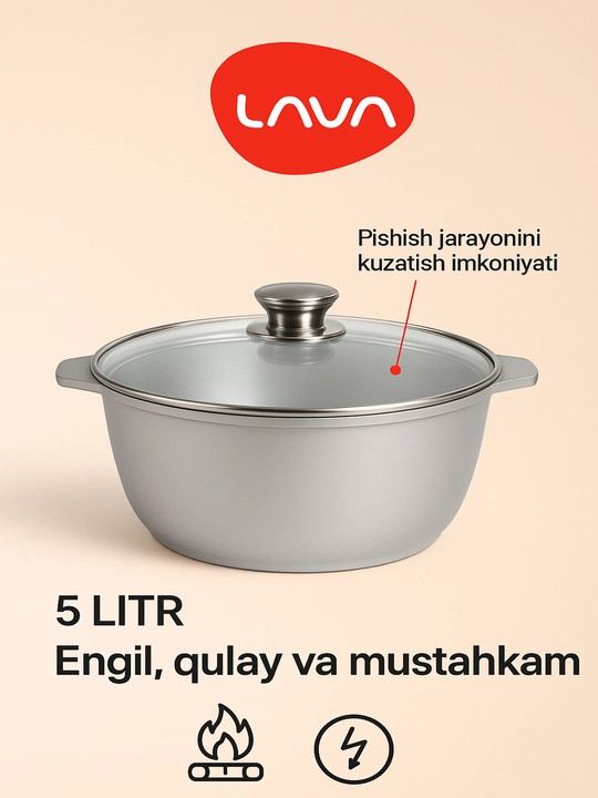 Shisha qopqoqli, alyuminiy qozon, 5 litr - 