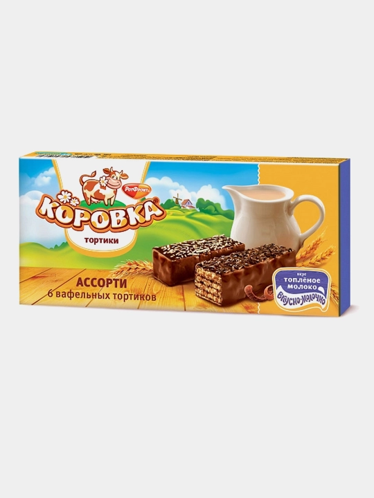 Торт вафельный «Коровка» вкус Топлёное молоко со светлой и тёмной крошкой, 180 г - 
