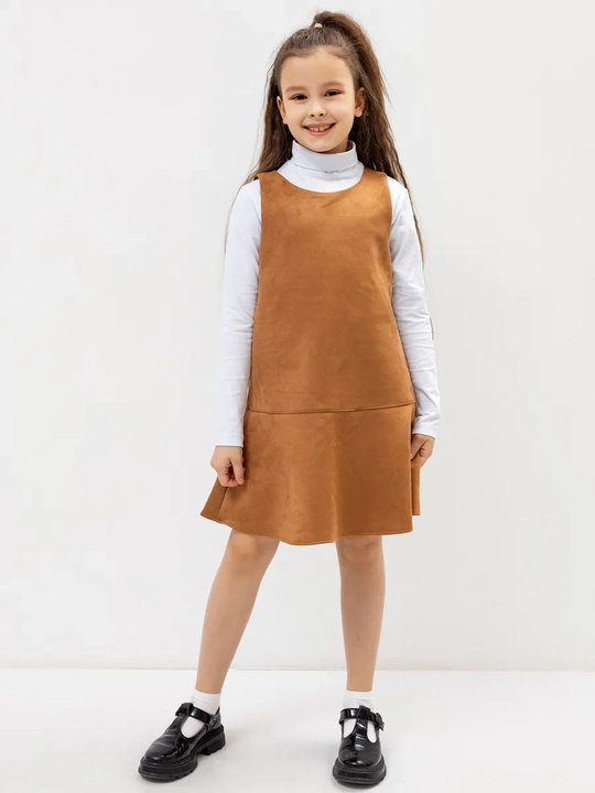 Suede uchun qisqa maktab Sundress