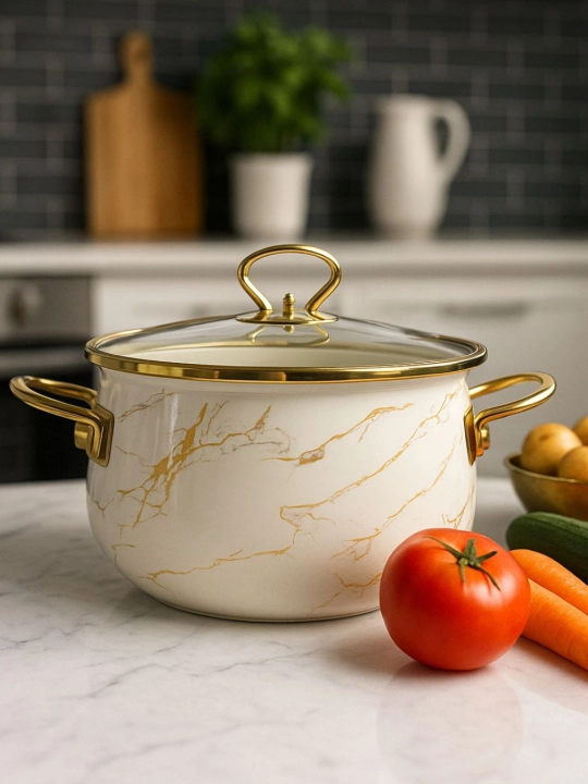 Emal qozoncha marmar dizayn – 2l, 3l, 4l, 5l, 6l, 8l