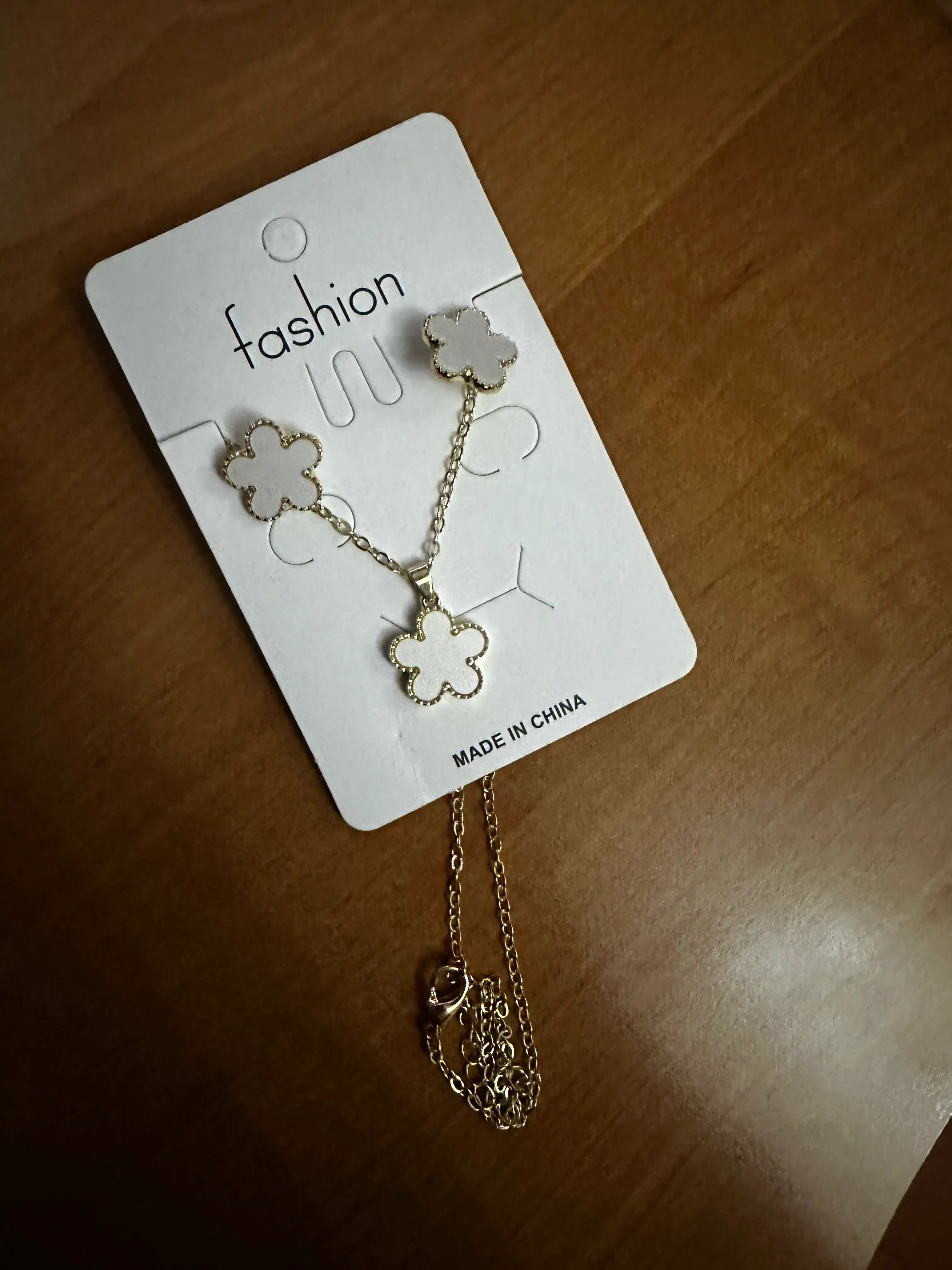 Комплект украшений для девушек, Van Cleef, цепочка и серьги, золотой клевер, набор