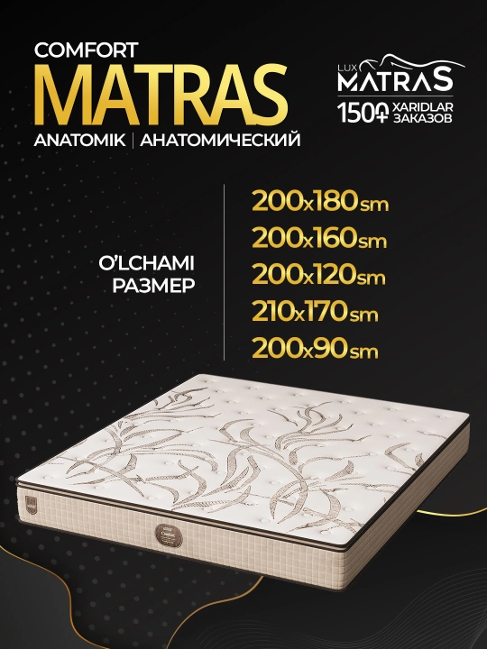 Matras Comfort anatomik, balandligi 32 sm, 180 prujina/m², Luxmatras