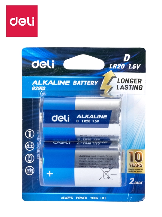 Батарейки D LR20 1.5V 2шт 82910 Deli, 82910 - 
