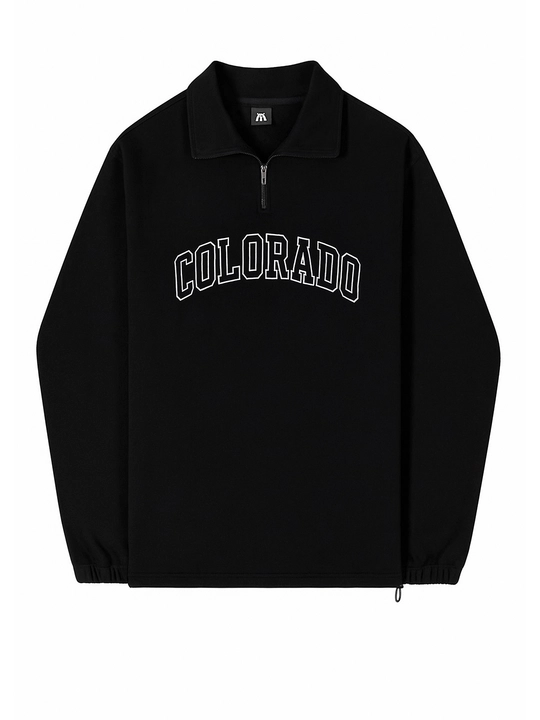 Свитер, свитшот полузамок, с написанием COLORADO, оверсайз, весенний