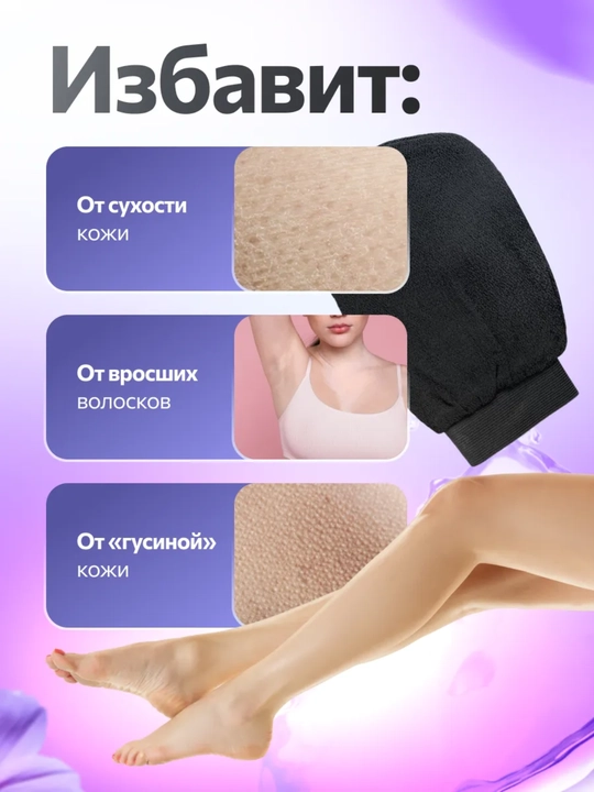 Мочалка-варежка для пилинга из вискозы