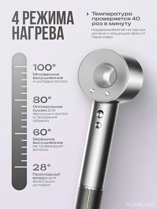 Фен для волос, профессиональный стайлер для сушки и укладки, с насадками, 5 в 1
