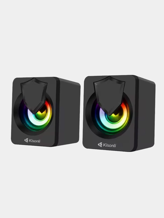Колонки для компьютера Kisonli L-1030 5 Вт, 2.0, питание от USB, RGB подсветка