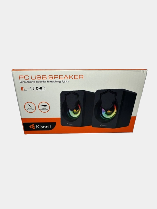Колонки для компьютера Kisonli L-1030 5 Вт, 2.0, питание от USB, RGB подсветка