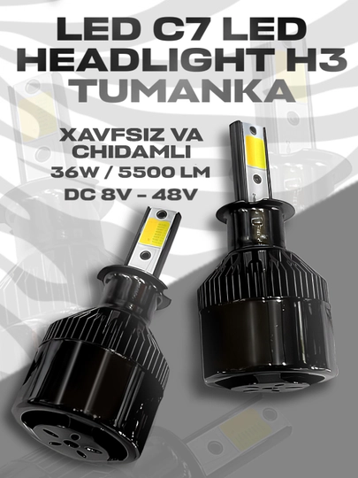 LED C7 HEADLIGHT H3 6000K galogenli lampalar - 