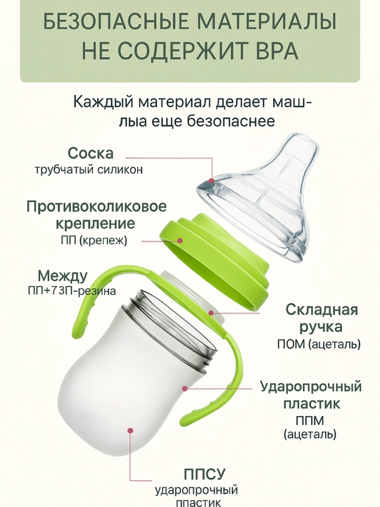 Детская силиконовая бутылочка для кормления, с ручкой, 150 мл / 250 мл