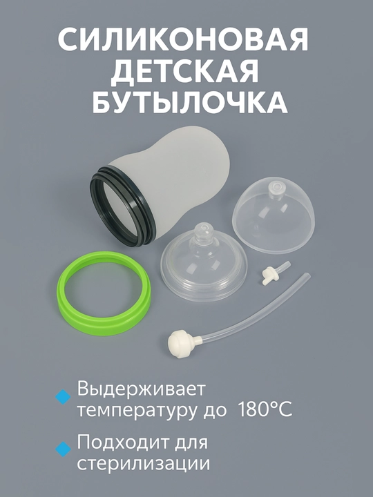 Силиконовая бутылочка для кормления детей с ручками, 150 мл / 250 мл