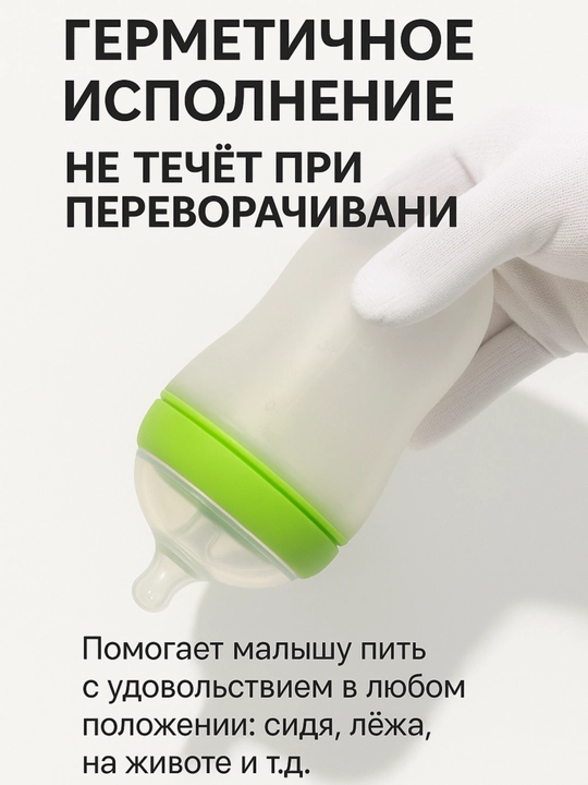 Силиконовая бутылочка для кормления детей с ручками, 150 мл / 250 мл