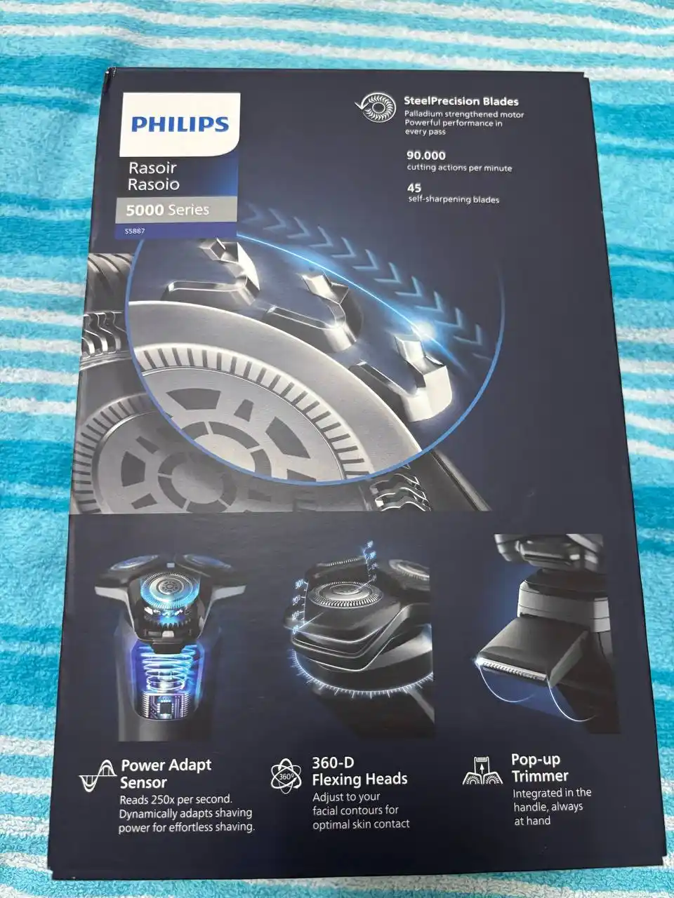 Philips Series 5 S5887 elektr soqol mashinasi, aylanadigan, batareyadan quvvatlanadi
