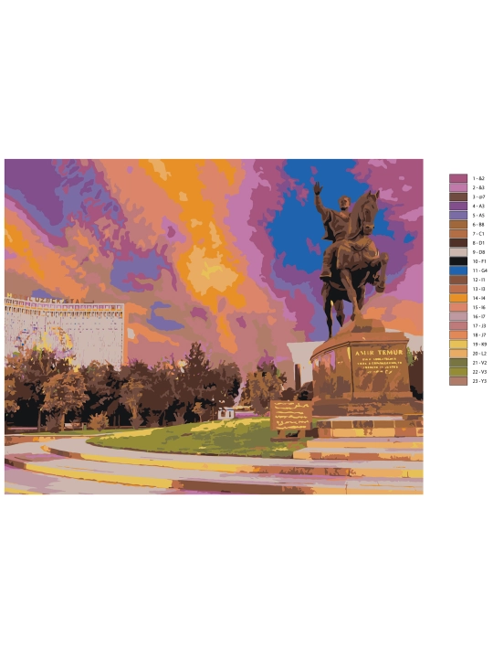 Raqamlar bo'yicha rasm chizish ARTERY "Oʻzbekiston", 40×50 sm, holstga bo'yaladigan rasm
