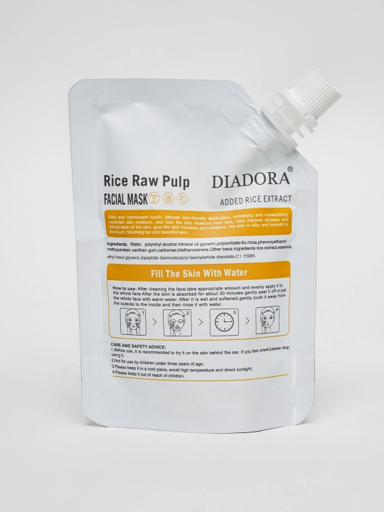 Bioaqua Rice Raw Pulp yuz niqobi, 100 g — namlovchi, oziqlantiruvchi va oqartiruvchi