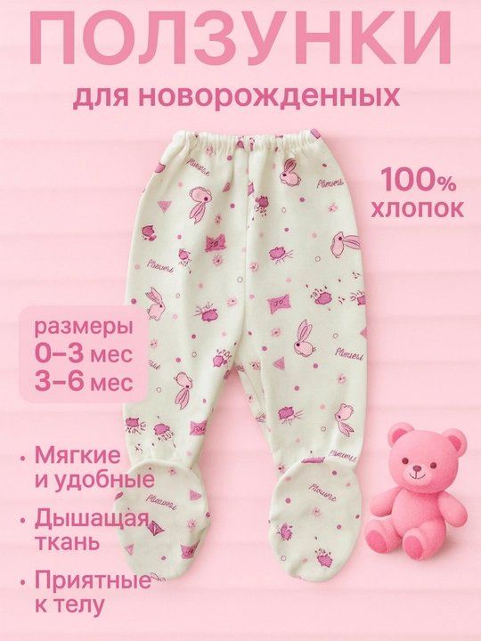 Yangi tug‘ilgan chaqaloqlar uchun polzunkalar, 100% paxta