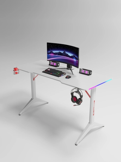 Игровой компьютерный стол из углепластика с RGB подсветкой, для дома и офиса — UR4-UR40005-БЕЛЫЙ