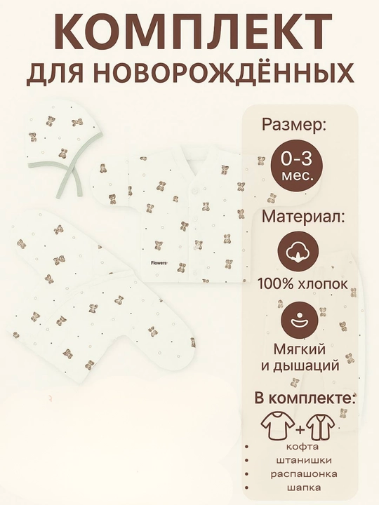 Комплект одежды для новорожденных 0-3 размер - 
