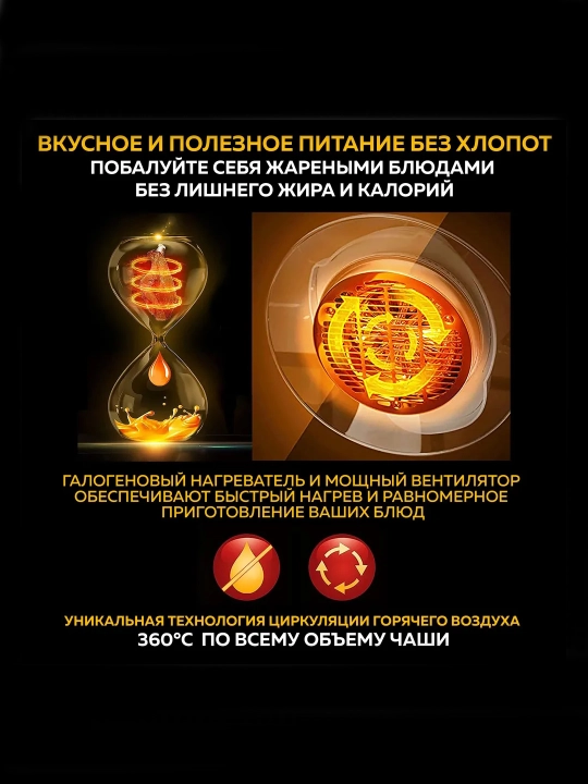 Elektr havo panjarasi,GF-20M,20l,3500W, 8 in 1, yog‘siz ovqat pishirish uchun frityurnitsa