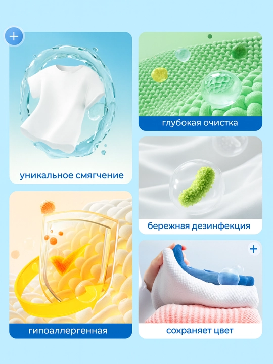 6 dan 1 gacha kapsulalar kir yuvish uchun, xushbo'y hidli, universal 36 dona