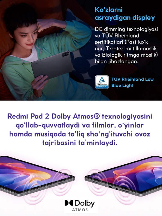 Планшет Redmi Pad 2 4G, 11" IPS LCD, QHD 90Гц, 9000мА/ч, быстрое зарядка 18 Вт, гарантия 1 год