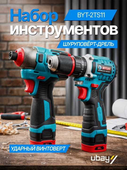 Набор аккумуляторных инструментов Biyoti BYT-2TS11, ART 2899 - 