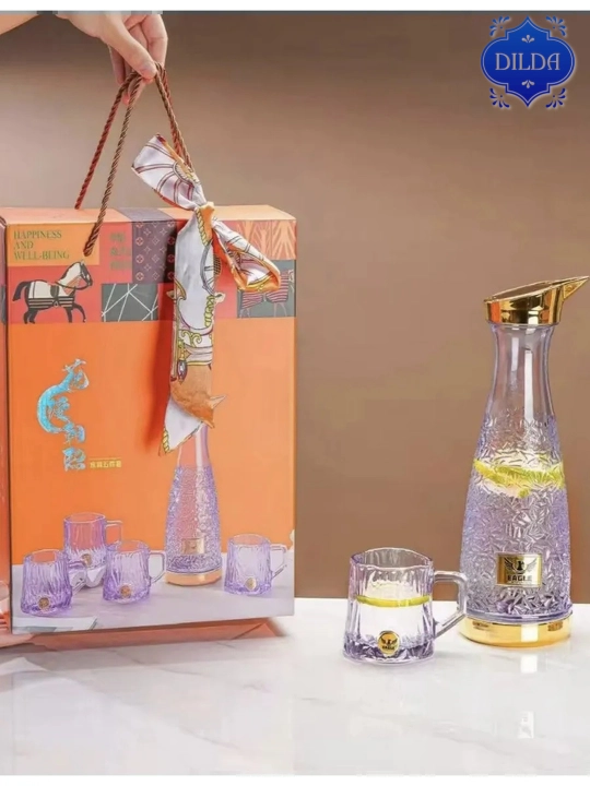 To‘plam Grafin va stakan, 5 dona va 3 dona, shisha, silikon qopqoqli sovg'a uchun to'plam