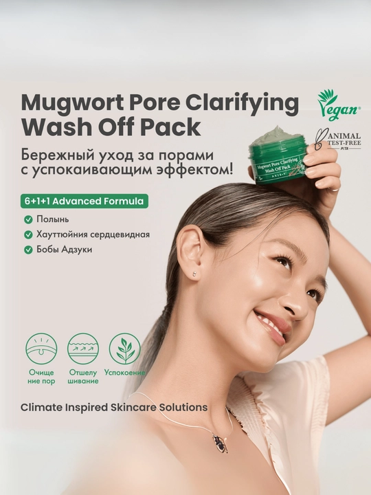 Очищающая глиняная маска с полынью AXIS-Y Mugwort Pore Clarifying Wash Off Pack, 100 мл