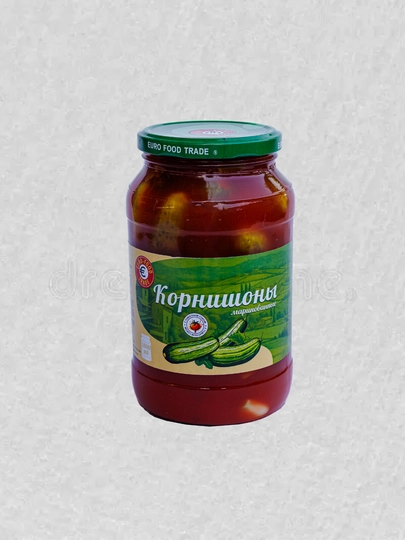 Карнишоны маринованные в томатном соку Eurofood-Trade, 1000 мл — EFOOD-ОГУРЦЫВТОМАТНОМСОКУ-1000