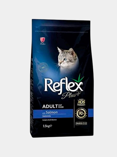Reflex Plus cухой корм для кошек для выведения шерсти с лососем 15 КГ