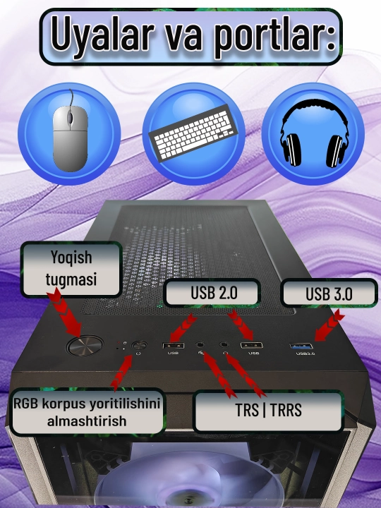 Tayyor Core i5-12400f o'yin kompyuteri, GTX 1660 super-o'yin va dizayn uchun tizimli blok