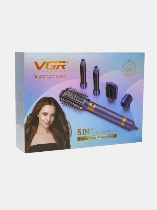 Sochlarni tekislash va turmaklash uchun avtomatik professional fen VGR V-487, 5 ta 1 da