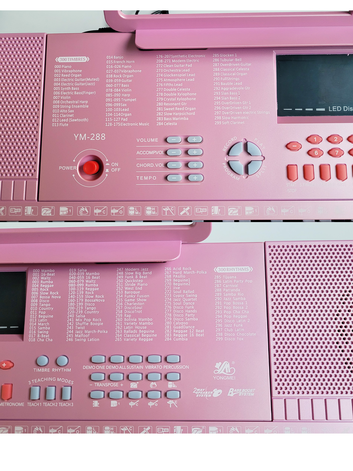 Elektron pianino 61 standart tugmachalari, mikrofon, tarmoq va batareya bilan quvvatlanadi